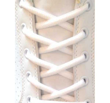 7mm Oval White Shoe Laces - Cotton Laces for Sports Shoes